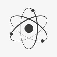 Atomvektorsymbol isoliert auf weißem Hintergrund. Kernenergie Zeichen