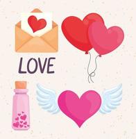 kärlek och romantiska ikoner vektor