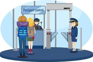 Passagiere, die durch die Passkontrolle gehen vektor