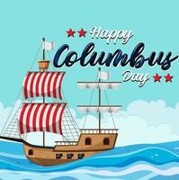 Happy Columbus Day Banner mit Flaggschiff vektor