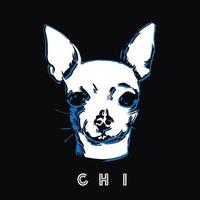Chihuahua-Kopf auf schwarzem Hintergrund isoliert. vektor