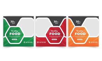 Design von Social-Media-Beitragsvorlagen für Lebensmittel und Restaurants. Social-Media-Banner für Lebensmittelunternehmen. vektor