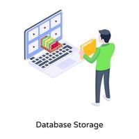 mapplåda, en isometrisk ikon för databaslagring vektor
