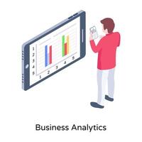 Werfen Sie einen Blick auf diese einzigartige isometrische Darstellung von Business Analytics vektor