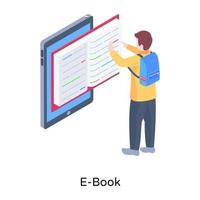 Eine moderne isometrische Ikone des E-Books, Premium-Download vektor
