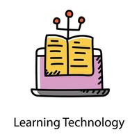 Lerntechnologie-Doodle-Symbol, elektronisches Lernen vektor