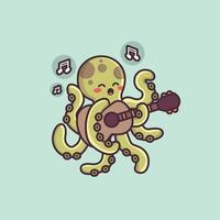 süßer Oktopus, der Gitarre spielt und singt vektor