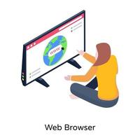 eine moderne isometrische illustration des webbrowsers vektor