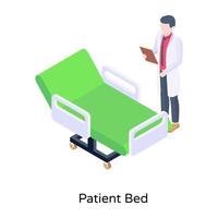 eine Illustration des Patientenbettes in modernem isometrischem Design vektor