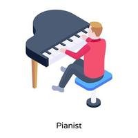 Laden Sie eine erstaunliche isometrische Illustration des Klavierspiels mit einem Premium-Angebot herunter. vektor