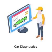 moderne isometrische Stilikone der Autodiagnose vektor