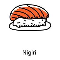 japansk mat doodle stil redigerbar ikon av nigiri vektor