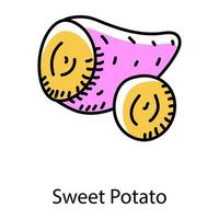Süßkartoffel in Doodle-Stil-Ikone, süßes Gemüse vektor