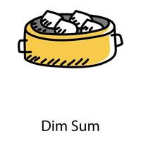 Dim-Sum-Doodle-Ikone, berühmtes japanisches Essen vektor