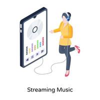 Holen Sie sich diese isometrische Illustration von Streaming-Musik vektor