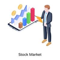 begreppet ikon för en finansiell aktiemarknad diagram i isometrisk stil vektor
