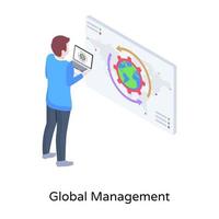 isometrische illustration des globalen managements vektor