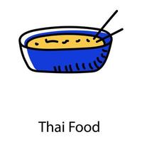 hand gezeichnete ikone des thailändischen essens, köstliches chinesisches essen vektor