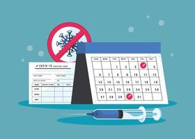 covid19-vaccinkalender och spruta vektor