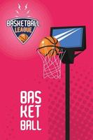 Basketball-Liga-Schriftzug mit Korb vektor