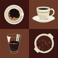 vier köstliche kaffeeikonen vektor