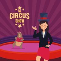 cirkus show bokstäver och björn vektor