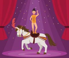 cirkus kvinna i häst vektor