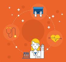 fyra ikoner för onlinesjukvård vektor