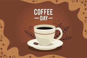 kaffe dag bokstäver med kopp vektor