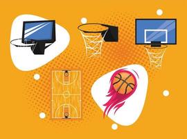 fem basket sport ikoner vektor