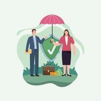 Versicherungsschild und Regenschirm vektor