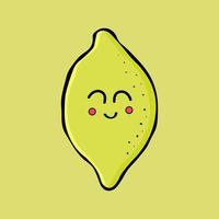 Zitrone lächelt. Lachende Cartoon-Zitronen-Ikone. Vektor-Illustration einer gelben Zitrone vektor