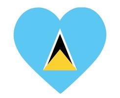 St. Lucia Flagge nationalen Nordamerika Emblem Herz Symbol Vektor Illustration abstraktes Gestaltungselement