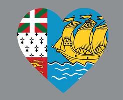 St. Pierre und Miquelon Flagge nationalen Nordamerika Emblem Herz Symbol Vektor Illustration abstraktes Gestaltungselement