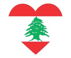 Libanon-Flagge nationales Asien-Emblem Herzsymbol Vektor Illustration abstraktes Gestaltungselement
