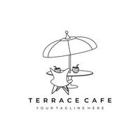 terrasse café logo linie kunst vektor illustration design kreativ natur minimalistisch monoline gliederung linear einfach modern