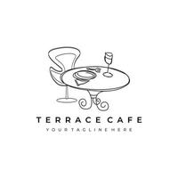 terrass café logotyp streckkonst vektorillustration design kreativ natur minimalistisk monoline kontur linjär enkel modern vektor