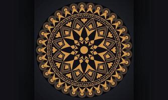 mandala mönster design. gyllene prydnad på svart bakgrund. vektor