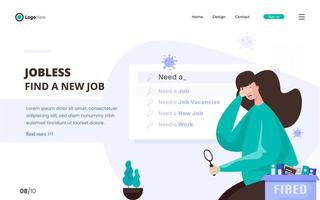 en ledsen kvinna arbetslös söker nytt jobb vektor