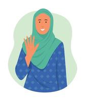 muslimsk kvinna hälsning. vektor