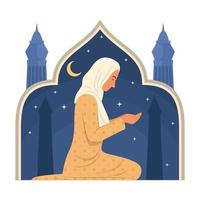 muslimische frau, die zum gott betet. vektor