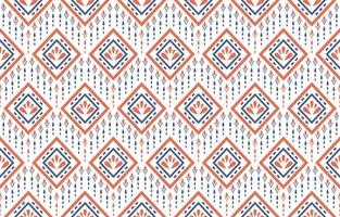 ethnisches Design orange blaues Blumenmuster. Chevron-Kunstdesign, Volksstickerei. aztekischer geometrischer kunstverzierungsdruck. design für teppich, tapete, kleidung, verpackung, stoff, abdeckung. beiger Hintergrund vektor