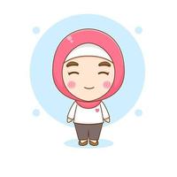 tecknad illustration av söt muslimsk flicka karaktär vektor
