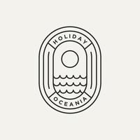 Ocean Holiday minimalistisches Strichgrafik-Logo-Icon-Design vektor