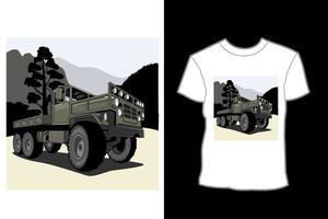 lkw-armee im waldillustrations-t-shirt-design vektor