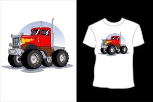 super großer lkw-illustrationsvektor-t-shirt-design vektor