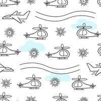 Hubschrauber, Flugzeug Musterdesign. Illustration für Druck, Hintergründe, Umschläge, Verpackungen, Grußkarten, Poster, Aufkleber, Textil- und Saisondesign. isoliert auf weißem Hintergrund. vektor