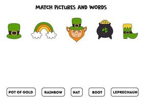 Matching-Spiel. Ordnen Sie Bilder mit St. Patrick Day-Elementen zu. vektor