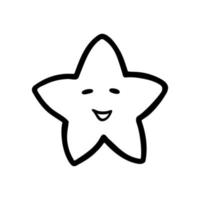 rolig söt stjärna uttryckssymbol ikon. handritad doodle stil. isolerade vektor illustration