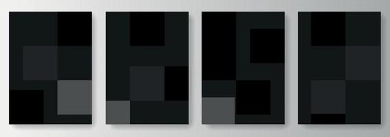 Set-Sammlung von schwarzen Hintergründen mit schwarzen und grauen Quadraten vektor